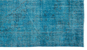 Turquoise  Over Dyed Vintage Rug 5'7'' x 9'9'' ft 169 x 298 cm
