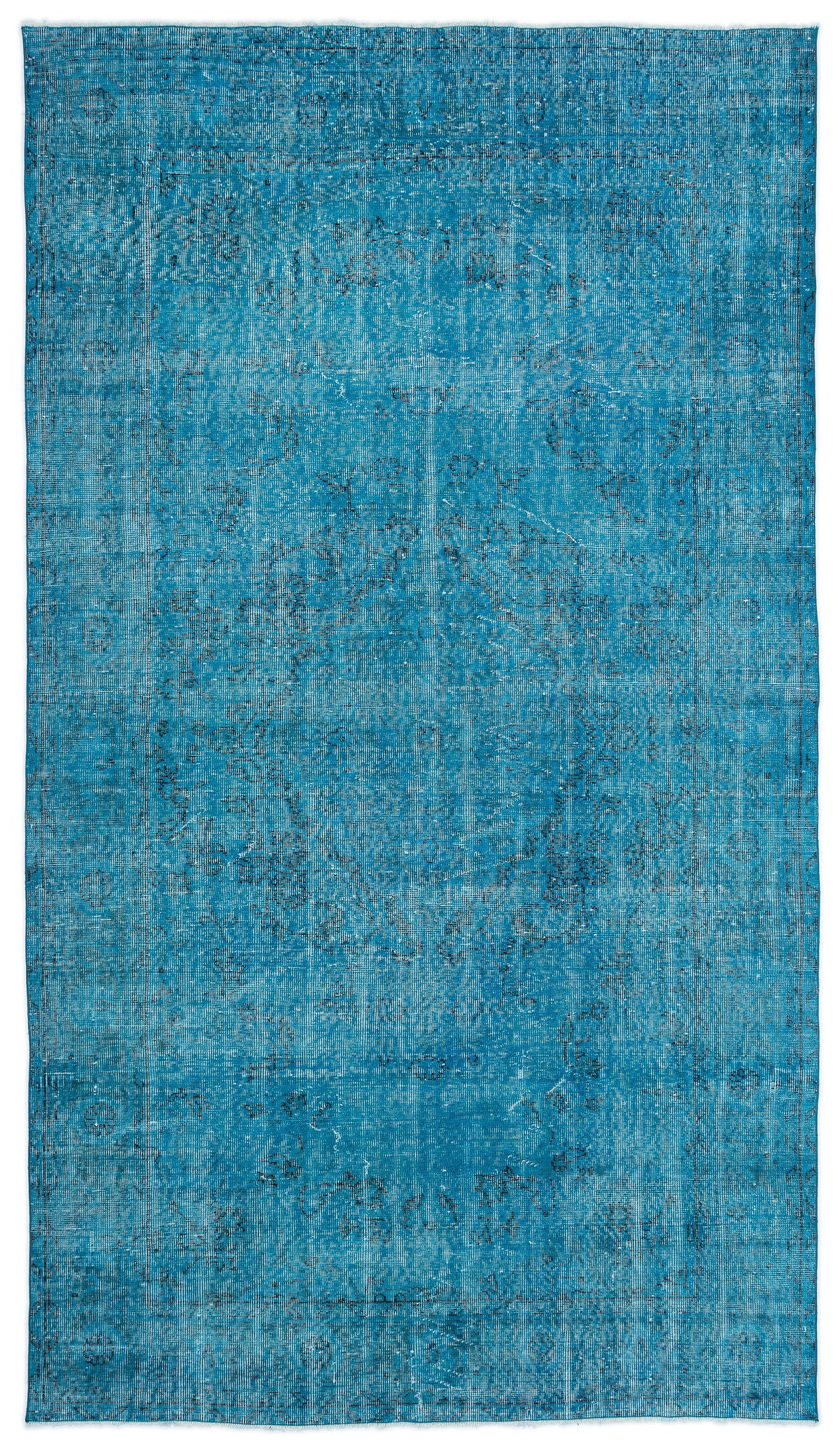 Turquoise  Over Dyed Vintage Rug 5&#39;7&#39;&#39; x 9&#39;9&#39;&#39; ft 169 x 298 cm