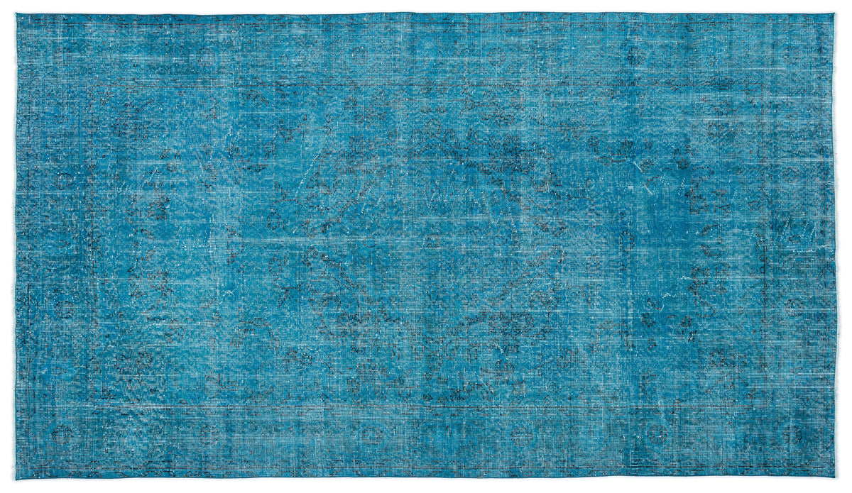 Turquoise  Over Dyed Vintage Rug 5&#39;7&#39;&#39; x 9&#39;9&#39;&#39; ft 169 x 298 cm