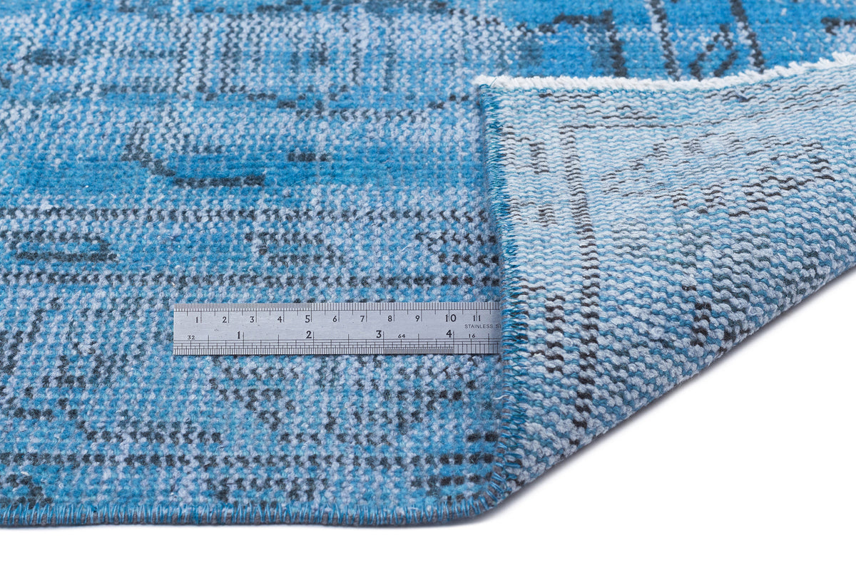 Turquoise  Over Dyed Vintage Rug 4&#39;10&#39;&#39; x 8&#39;1&#39;&#39; ft 147 x 247 cm