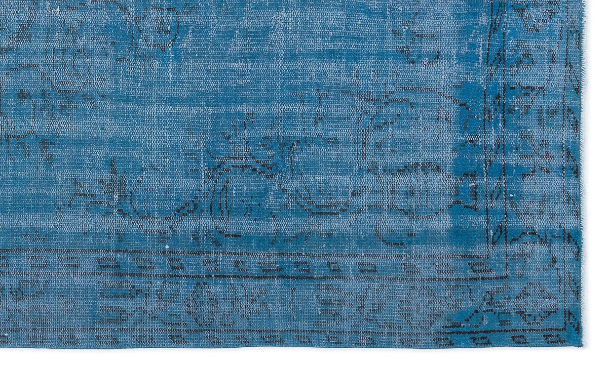 Turquoise  Over Dyed Vintage Rug 4&#39;10&#39;&#39; x 8&#39;1&#39;&#39; ft 147 x 247 cm