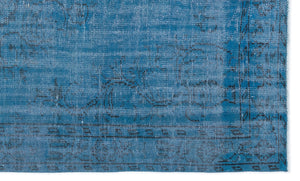 Turquoise  Over Dyed Vintage Rug 4'10'' x 8'1'' ft 147 x 247 cm