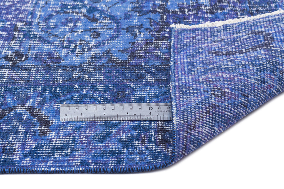 Blue Over Dyed Vintage Rug 4&#39;7&#39;&#39; x 8&#39;3&#39;&#39; ft 140 x 252 cm