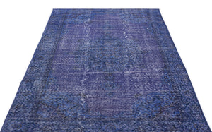 Blue Over Dyed Vintage Rug 4'7'' x 8'3'' ft 140 x 252 cm