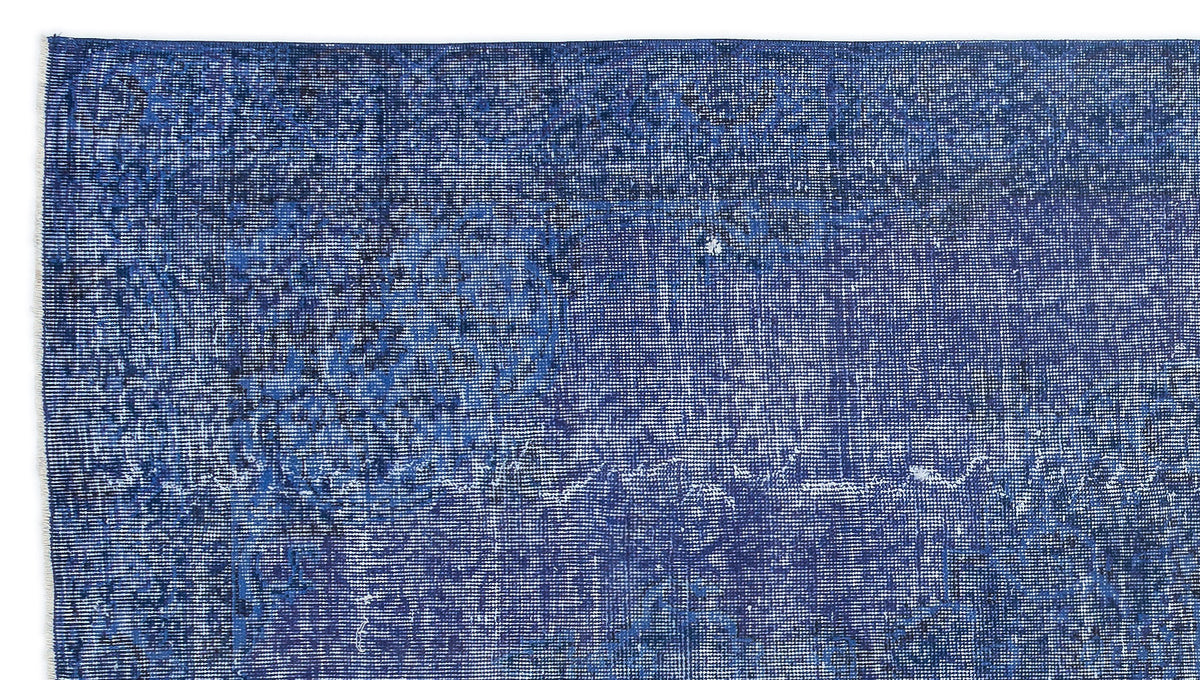Blue Over Dyed Vintage Rug 4&#39;7&#39;&#39; x 8&#39;3&#39;&#39; ft 140 x 252 cm