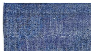 Blue Over Dyed Vintage Rug 4'7'' x 8'3'' ft 140 x 252 cm