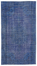 Blue Over Dyed Vintage Rug 4'7'' x 8'3'' ft 140 x 252 cm