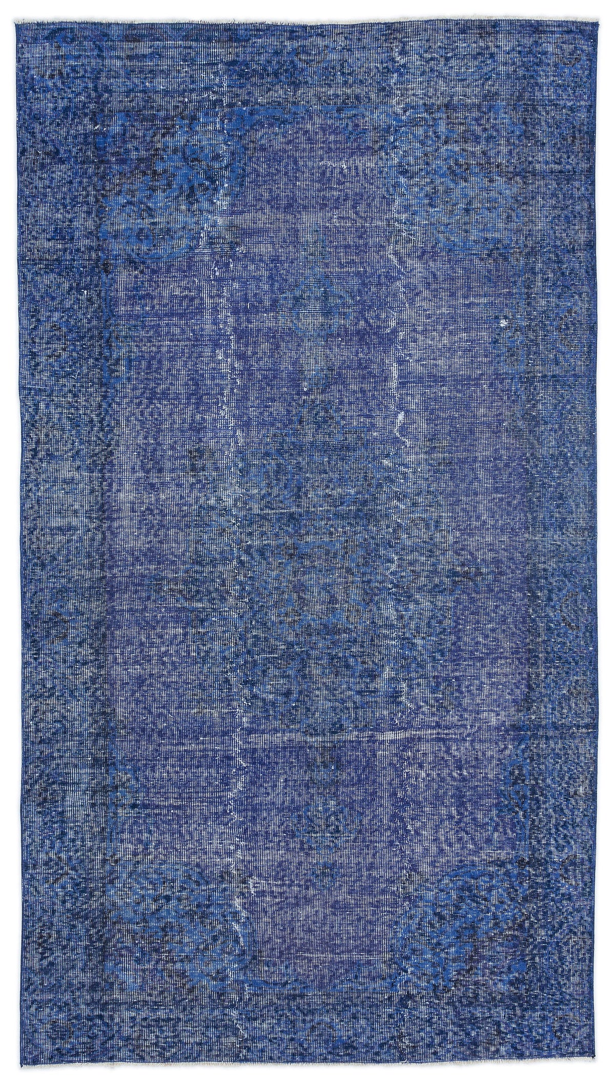 Blue Over Dyed Vintage Rug 4&#39;7&#39;&#39; x 8&#39;3&#39;&#39; ft 140 x 252 cm