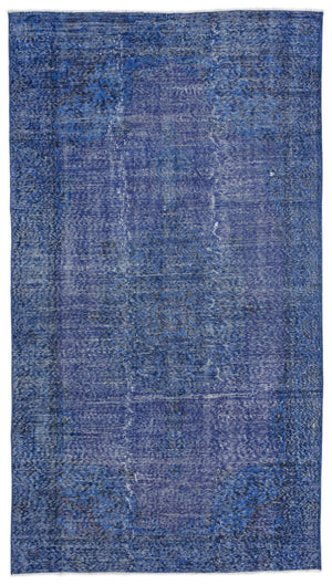 Blue Over Dyed Vintage Rug 4'7'' x 8'3'' ft 140 x 252 cm