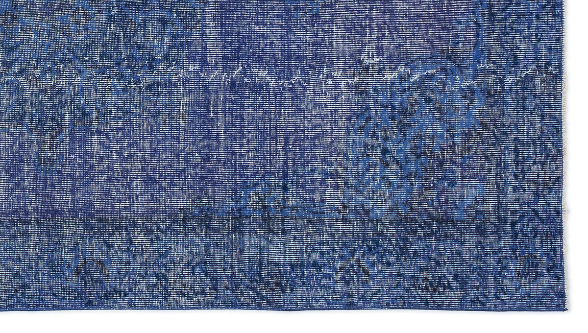 Blue Over Dyed Vintage Rug 4&#39;7&#39;&#39; x 8&#39;3&#39;&#39; ft 140 x 252 cm