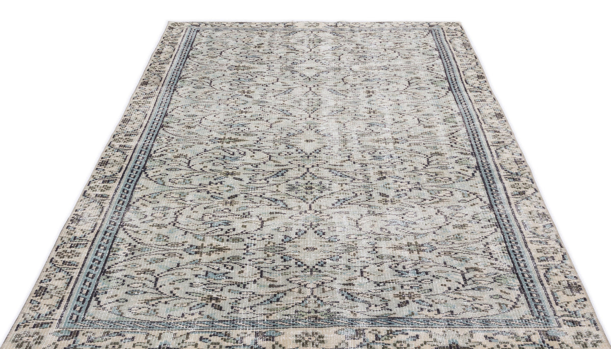 Beige Over Dyed Vintage Rug 4&#39;9&#39;&#39; x 7&#39;8&#39;&#39; ft 144 x 233 cm