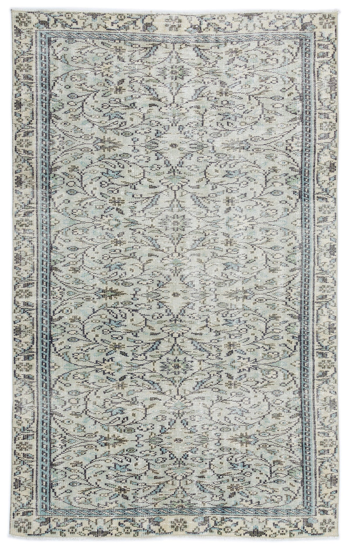 Beige Over Dyed Vintage Rug 4&#39;9&#39;&#39; x 7&#39;8&#39;&#39; ft 144 x 233 cm