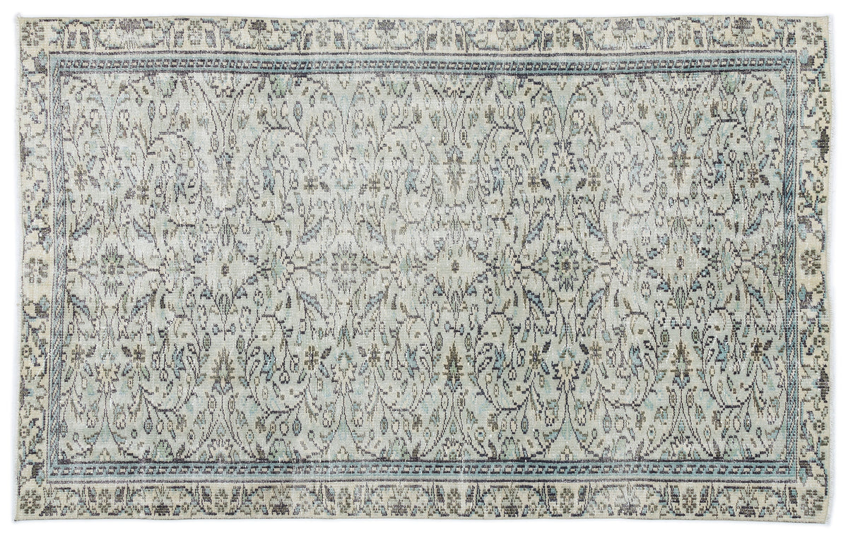 Beige Over Dyed Vintage Rug 4&#39;9&#39;&#39; x 7&#39;8&#39;&#39; ft 144 x 233 cm