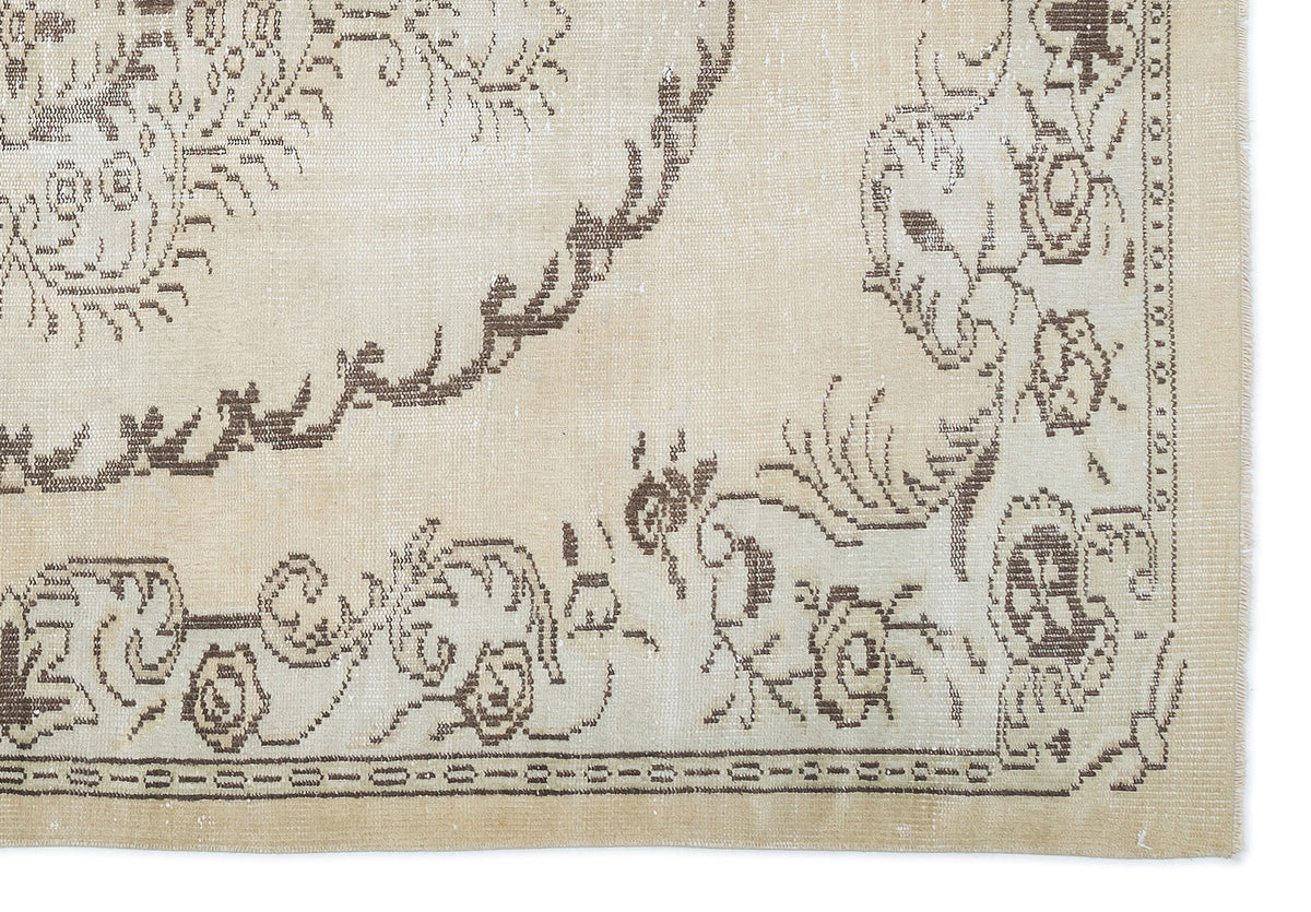 Beige Over Dyed Vintage Rug 5&#39;8&#39;&#39; x 8&#39;1&#39;&#39; ft 172 x 247 cm