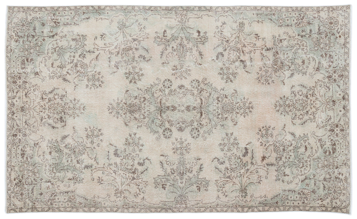 Beige Over Dyed Vintage Rug 5&#39;6&#39;&#39; x 9&#39;3&#39;&#39; ft 168 x 281 cm