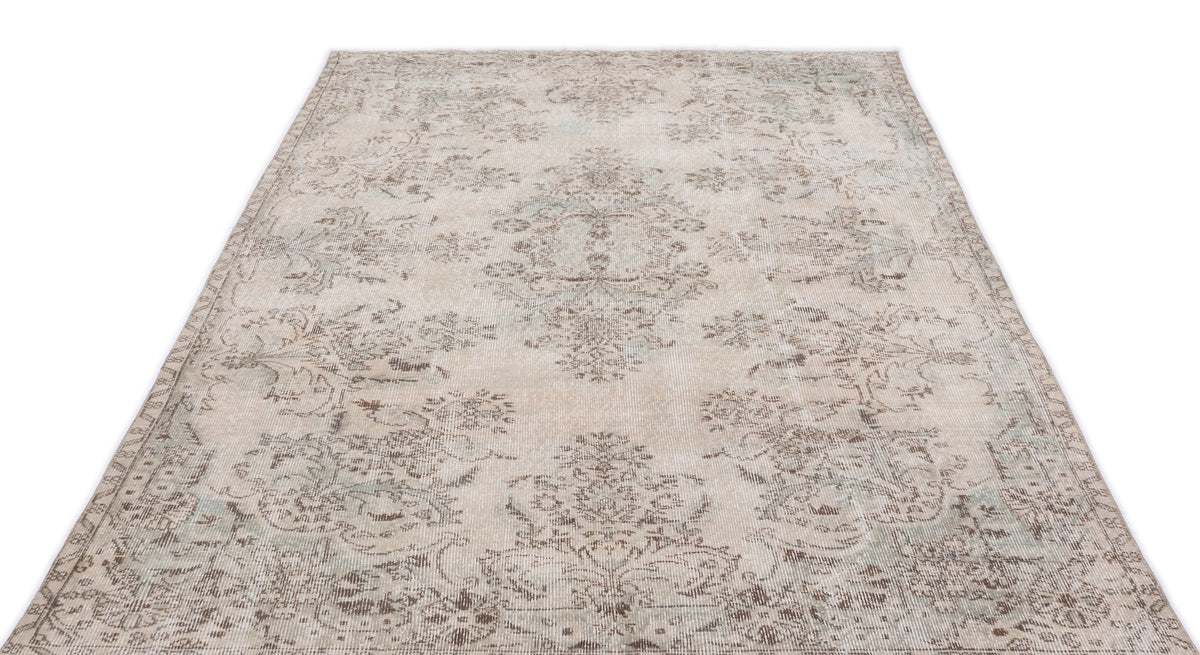 Beige Over Dyed Vintage Rug 5&#39;6&#39;&#39; x 9&#39;3&#39;&#39; ft 168 x 281 cm