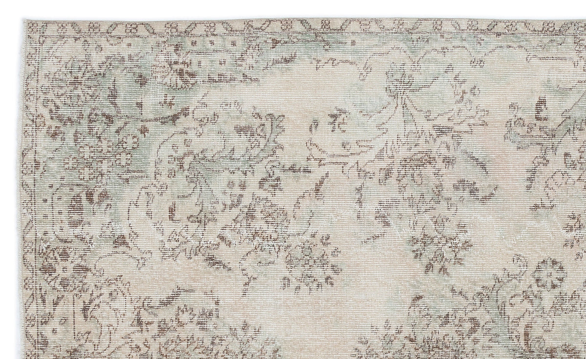 Beige Over Dyed Vintage Rug 5&#39;6&#39;&#39; x 9&#39;3&#39;&#39; ft 168 x 281 cm