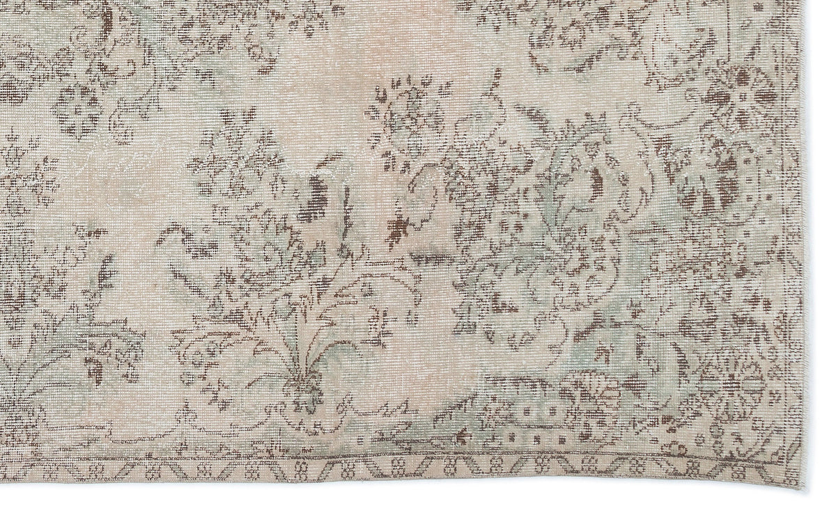 Beige Over Dyed Vintage Rug 5&#39;6&#39;&#39; x 9&#39;3&#39;&#39; ft 168 x 281 cm
