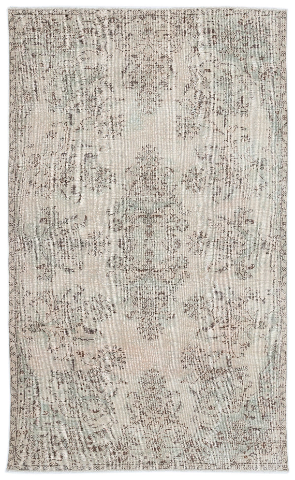 Beige Over Dyed Vintage Rug 5&#39;6&#39;&#39; x 9&#39;3&#39;&#39; ft 168 x 281 cm