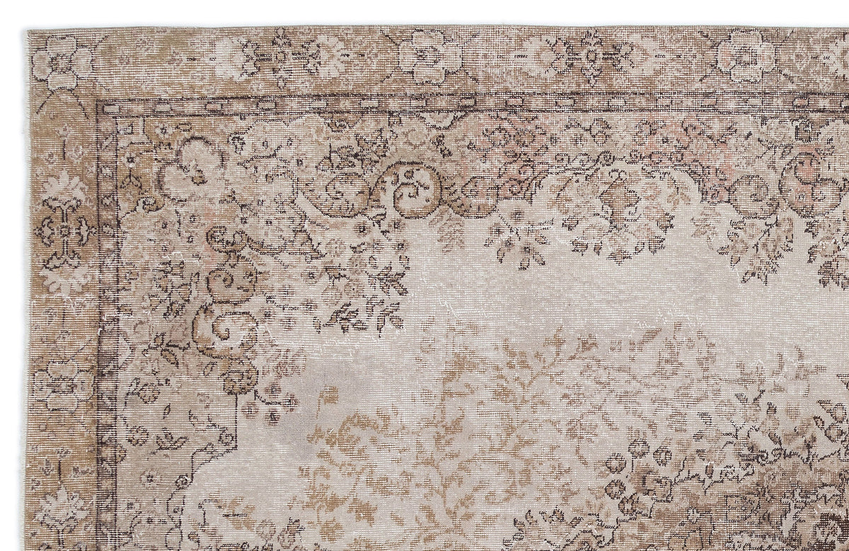 Beige Over Dyed Vintage Rug 6&#39;4&#39;&#39; x 9&#39;11&#39;&#39; ft 194 x 301 cm