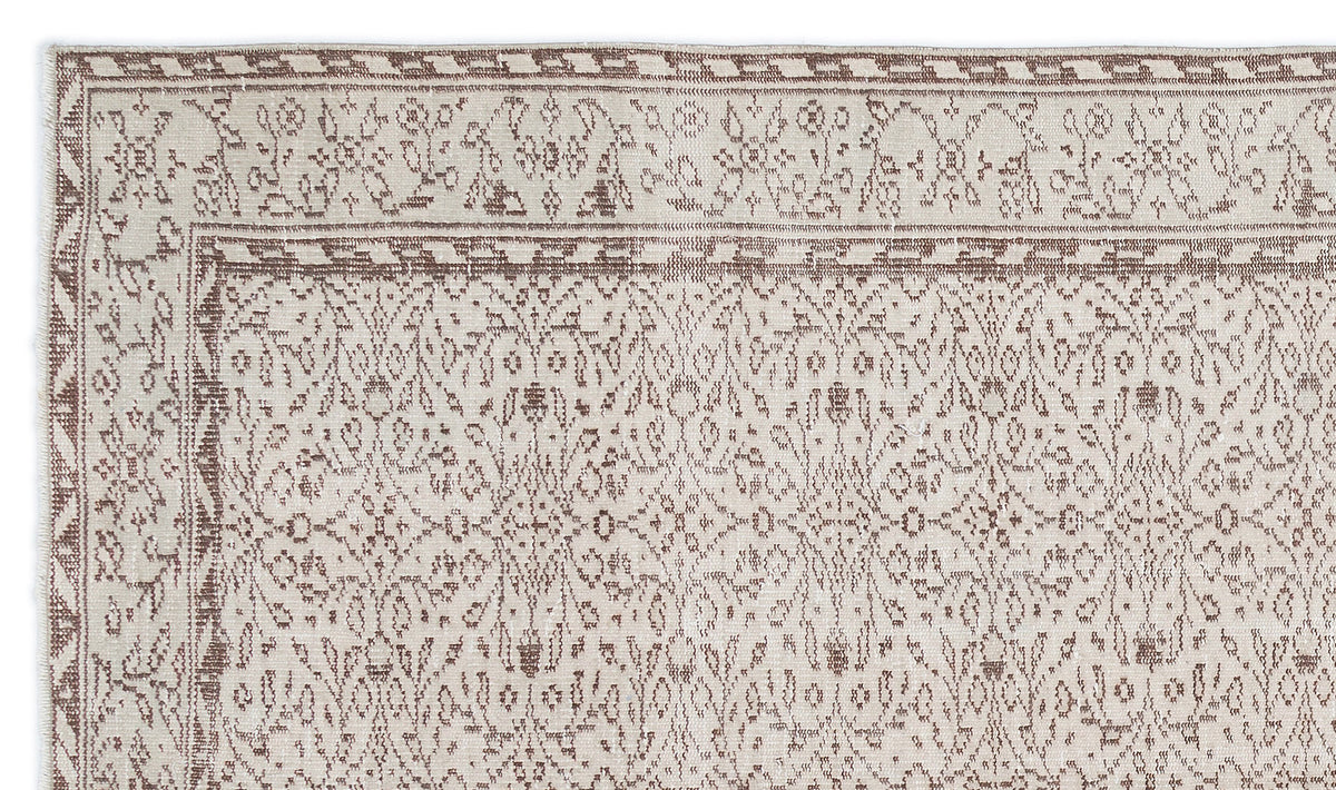 Beige Over Dyed Vintage Rug 5&#39;3&#39;&#39; x 8&#39;11&#39;&#39; ft 160 x 272 cm