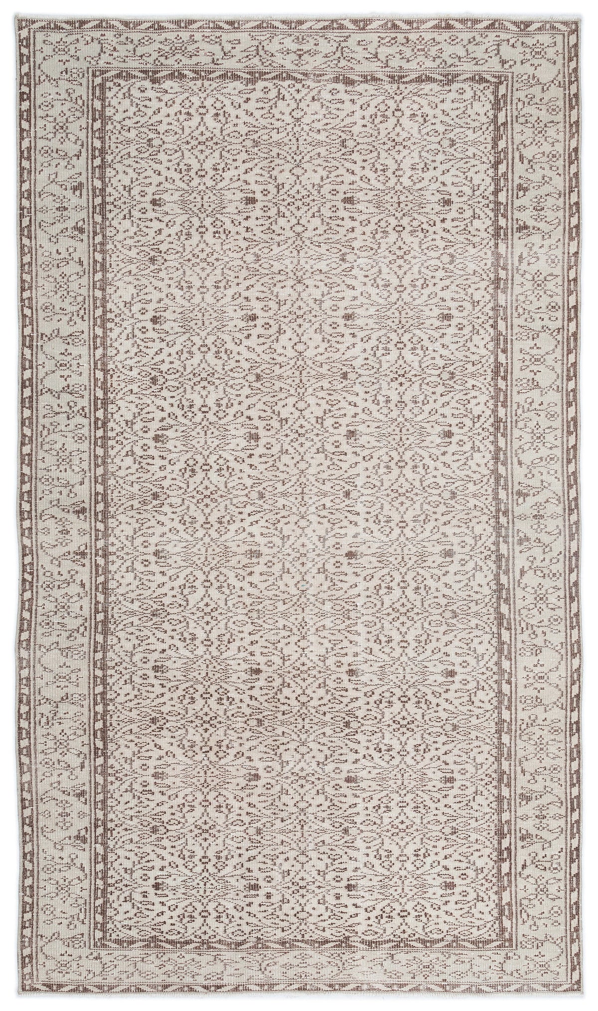Beige Over Dyed Vintage Rug 5&#39;3&#39;&#39; x 8&#39;11&#39;&#39; ft 160 x 272 cm