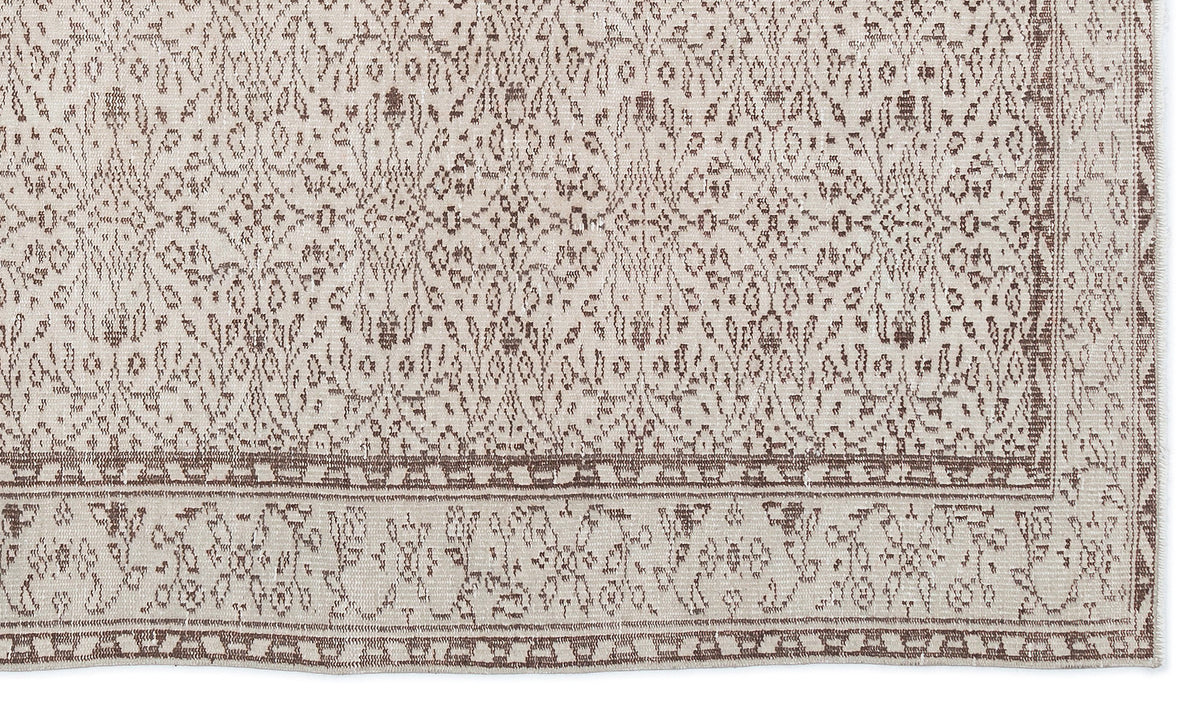 Beige Over Dyed Vintage Rug 5&#39;3&#39;&#39; x 8&#39;11&#39;&#39; ft 160 x 272 cm