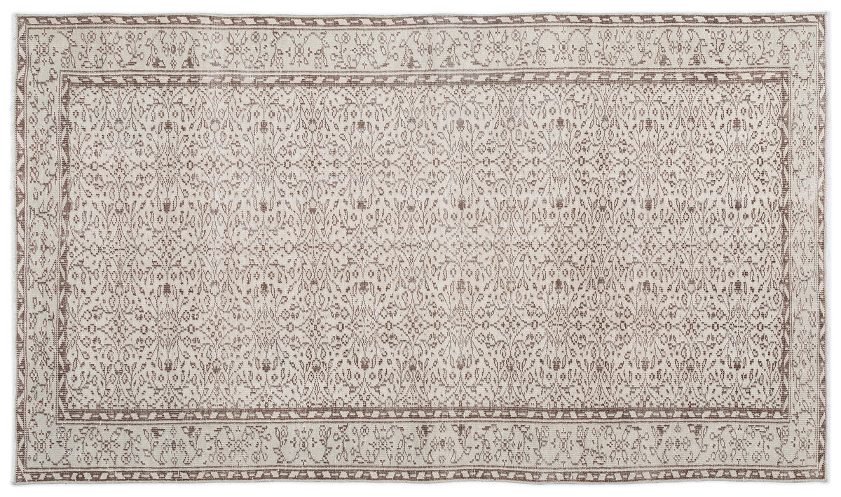 Beige Over Dyed Vintage Rug 5&#39;3&#39;&#39; x 8&#39;11&#39;&#39; ft 160 x 272 cm