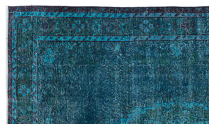 Turquoise  Over Dyed Vintage Rug 6'6'' x 11'0'' ft 197 x 336 cm