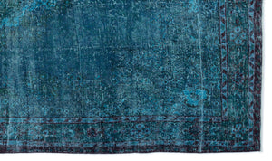 Turquoise  Over Dyed Vintage Rug 6'6'' x 11'0'' ft 197 x 336 cm