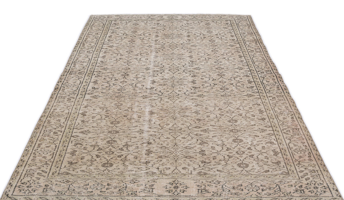 Beige Over Dyed Vintage Rug 5&#39;1&#39;&#39; x 8&#39;6&#39;&#39; ft 155 x 258 cm