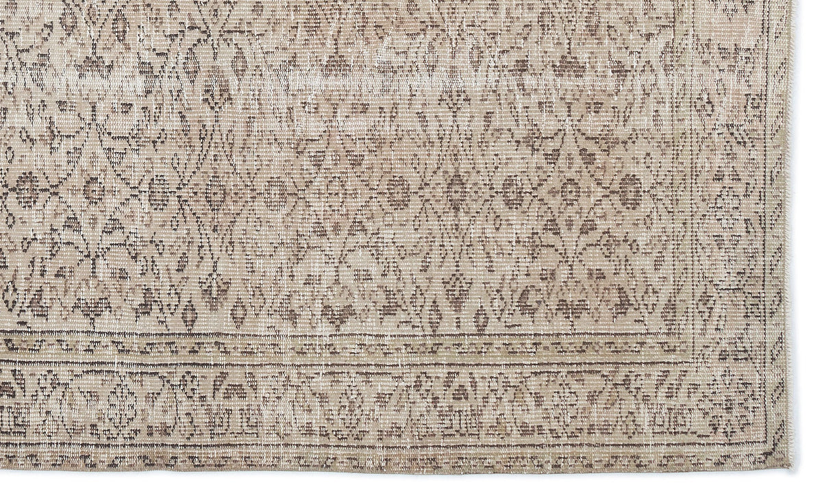 Beige Over Dyed Vintage Rug 5&#39;1&#39;&#39; x 8&#39;6&#39;&#39; ft 155 x 258 cm