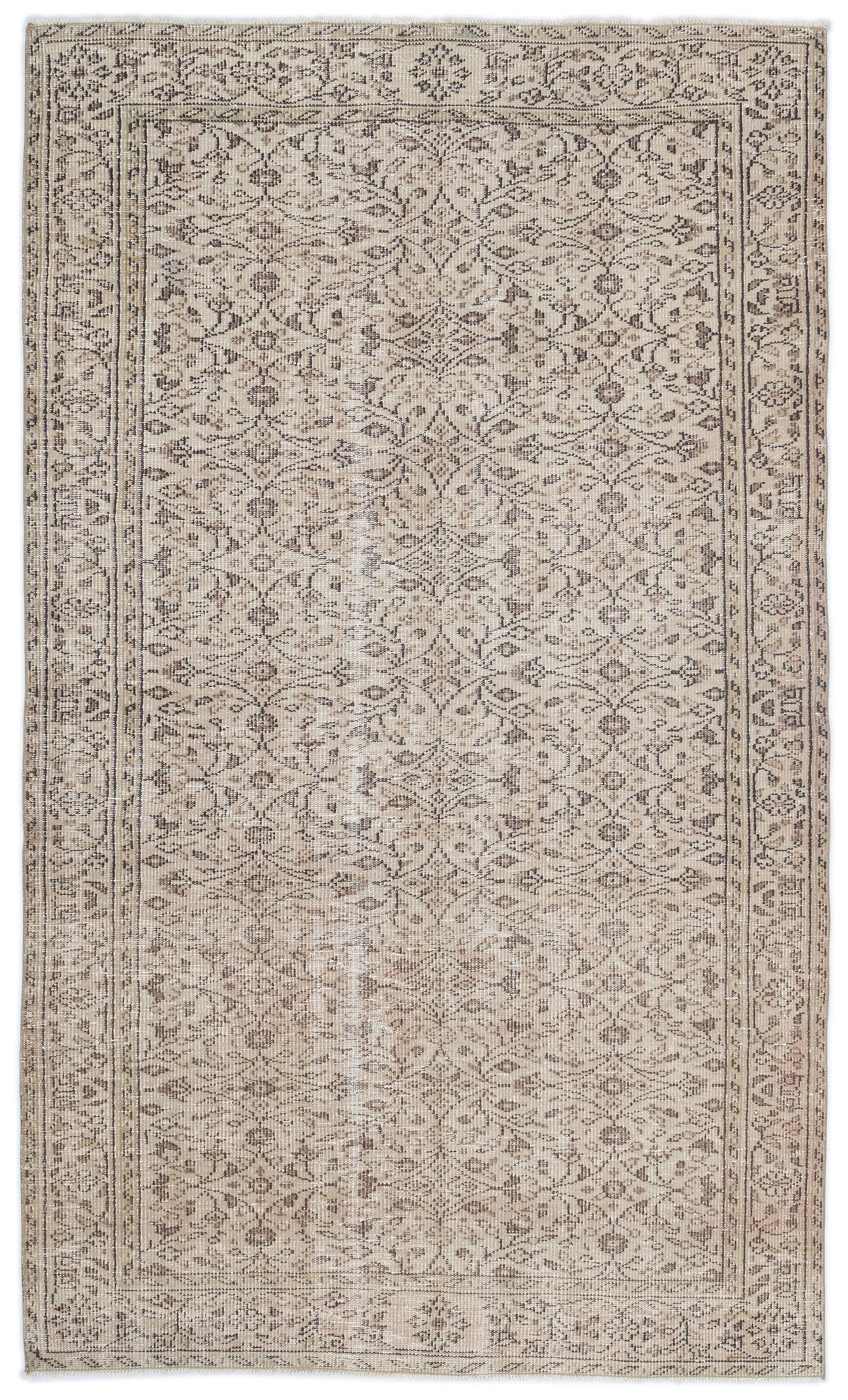 Beige Over Dyed Vintage Rug 5'1'' x 8'6'' ft 155 x 258 cm