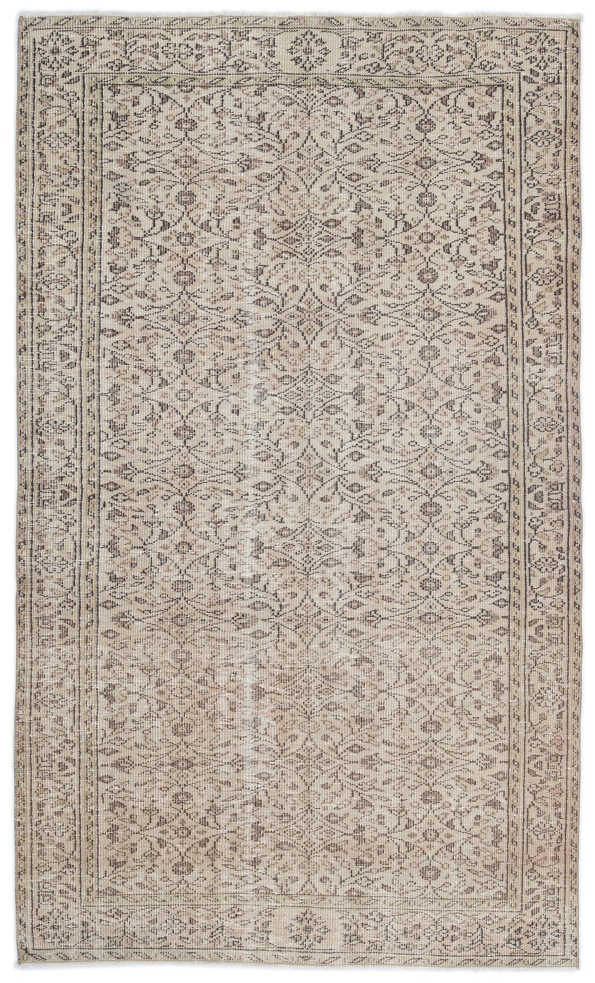 Beige Over Dyed Vintage Rug 5&#39;1&#39;&#39; x 8&#39;6&#39;&#39; ft 155 x 258 cm