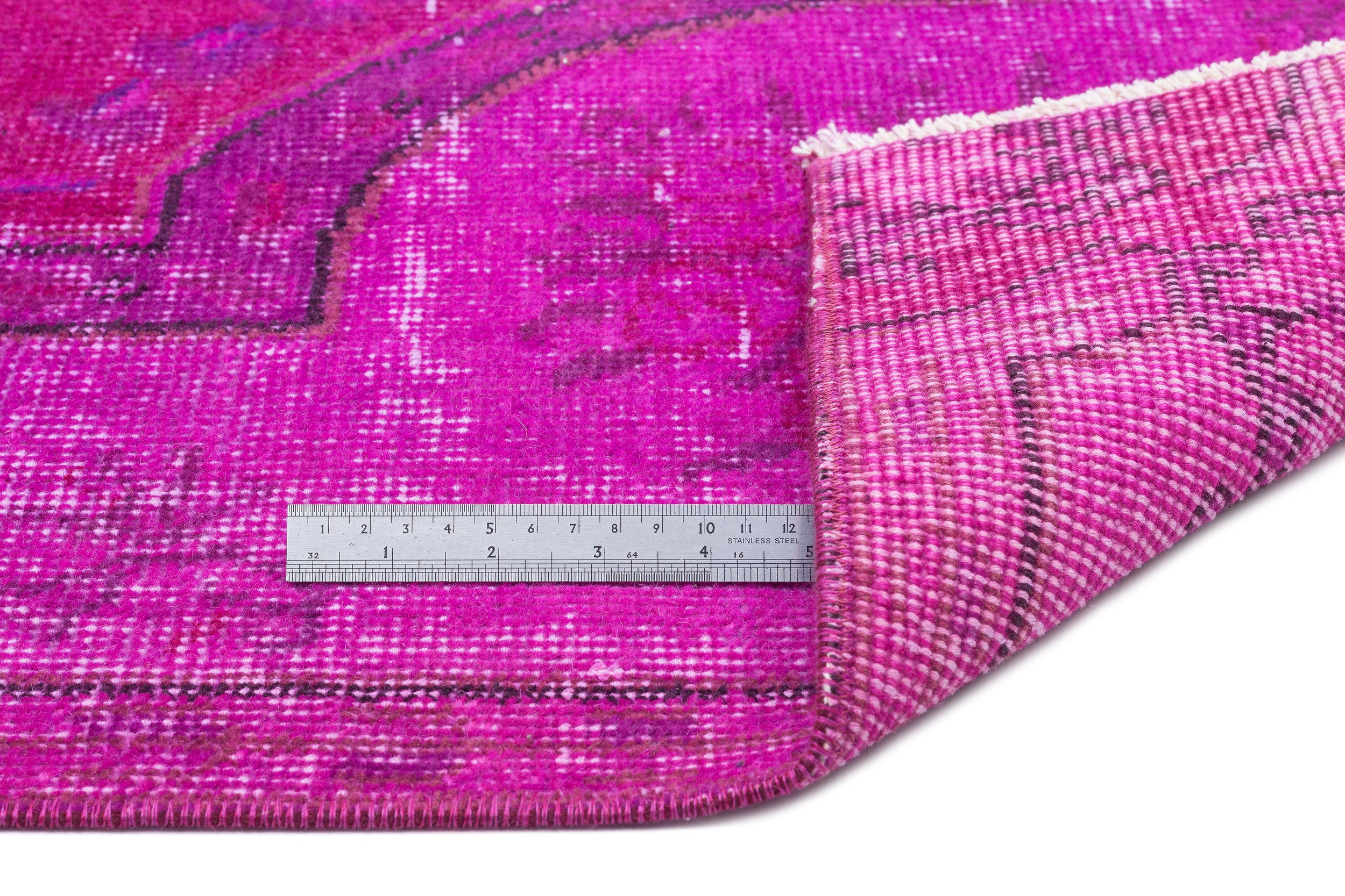 Fuchsia Over Dyed Vintage Rug 6'6'' x 9'5'' ft 197 x 288 cm