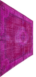 Fuchsia Over Dyed Vintage Rug 6'6'' x 9'5'' ft 197 x 288 cm