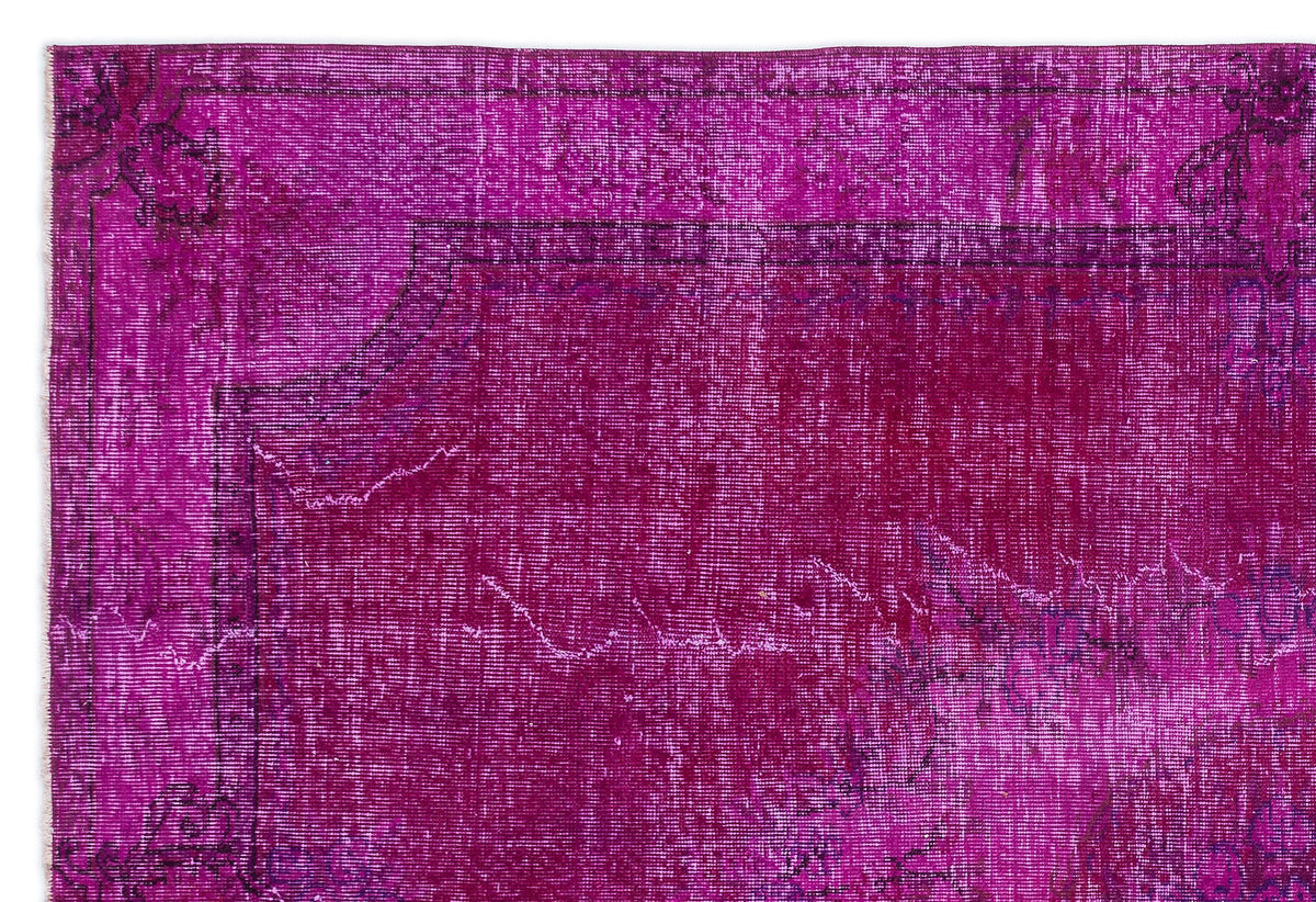 Fuchsia Over Dyed Vintage Rug 6&#39;6&#39;&#39; x 9&#39;5&#39;&#39; ft 197 x 288 cm
