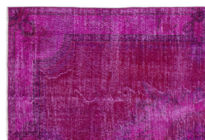 Fuchsia Over Dyed Vintage Rug 6'6'' x 9'5'' ft 197 x 288 cm
