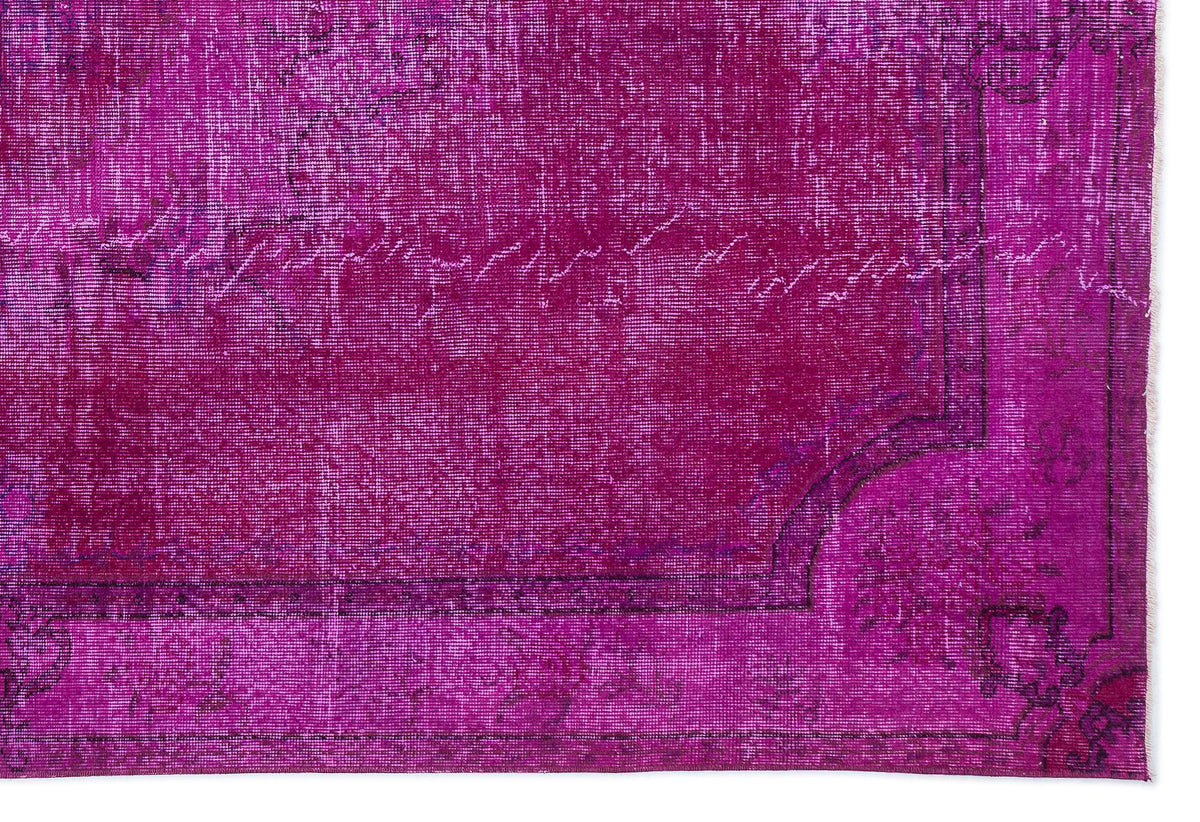 Fuchsia Over Dyed Vintage Rug 6&#39;6&#39;&#39; x 9&#39;5&#39;&#39; ft 197 x 288 cm
