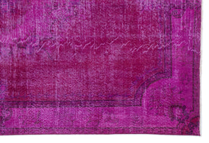 Fuchsia Over Dyed Vintage Rug 6'6'' x 9'5'' ft 197 x 288 cm