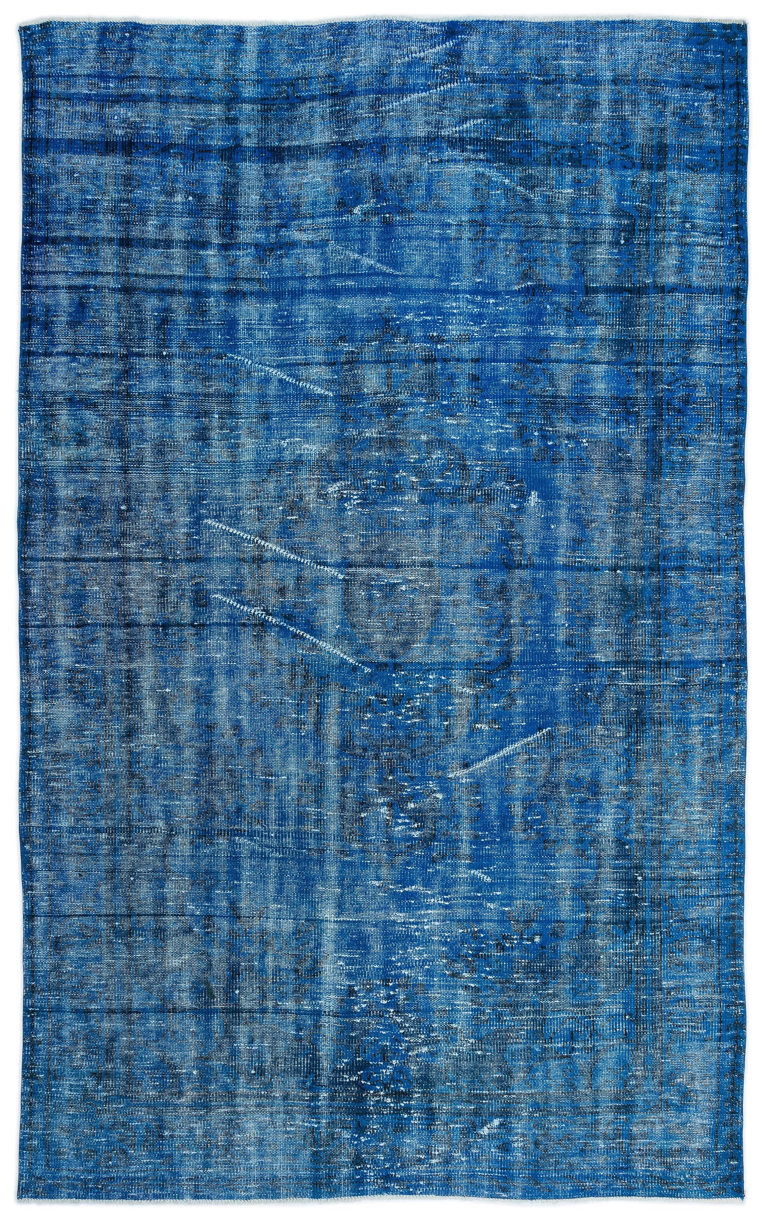 Turquoise  Over Dyed Vintage Rug 6'0'' x 9'8'' ft 183 x 295 cm