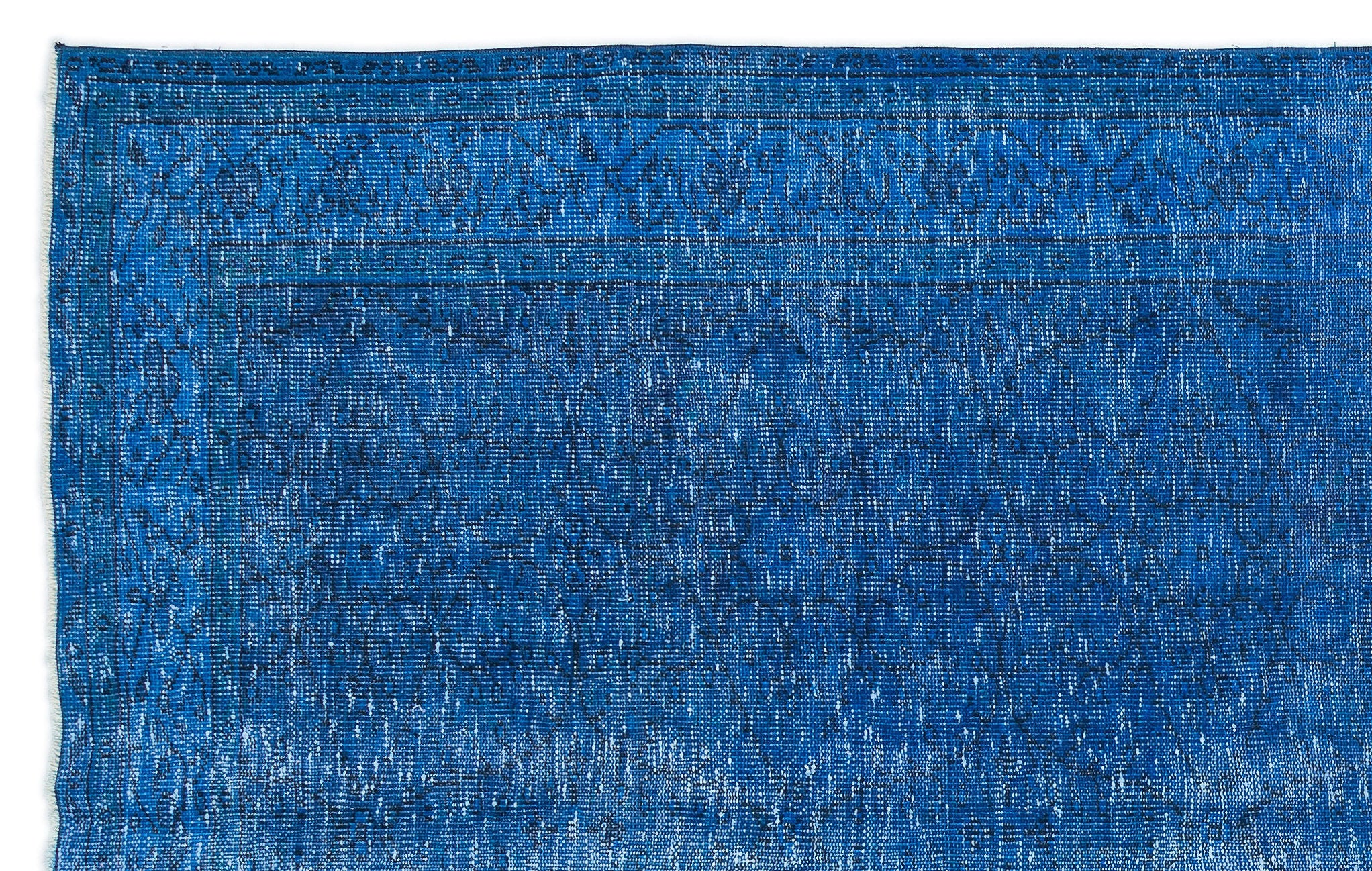 Turquoise  Over Dyed Vintage Rug 6'1'' x 9'9'' ft 185 x 296 cm