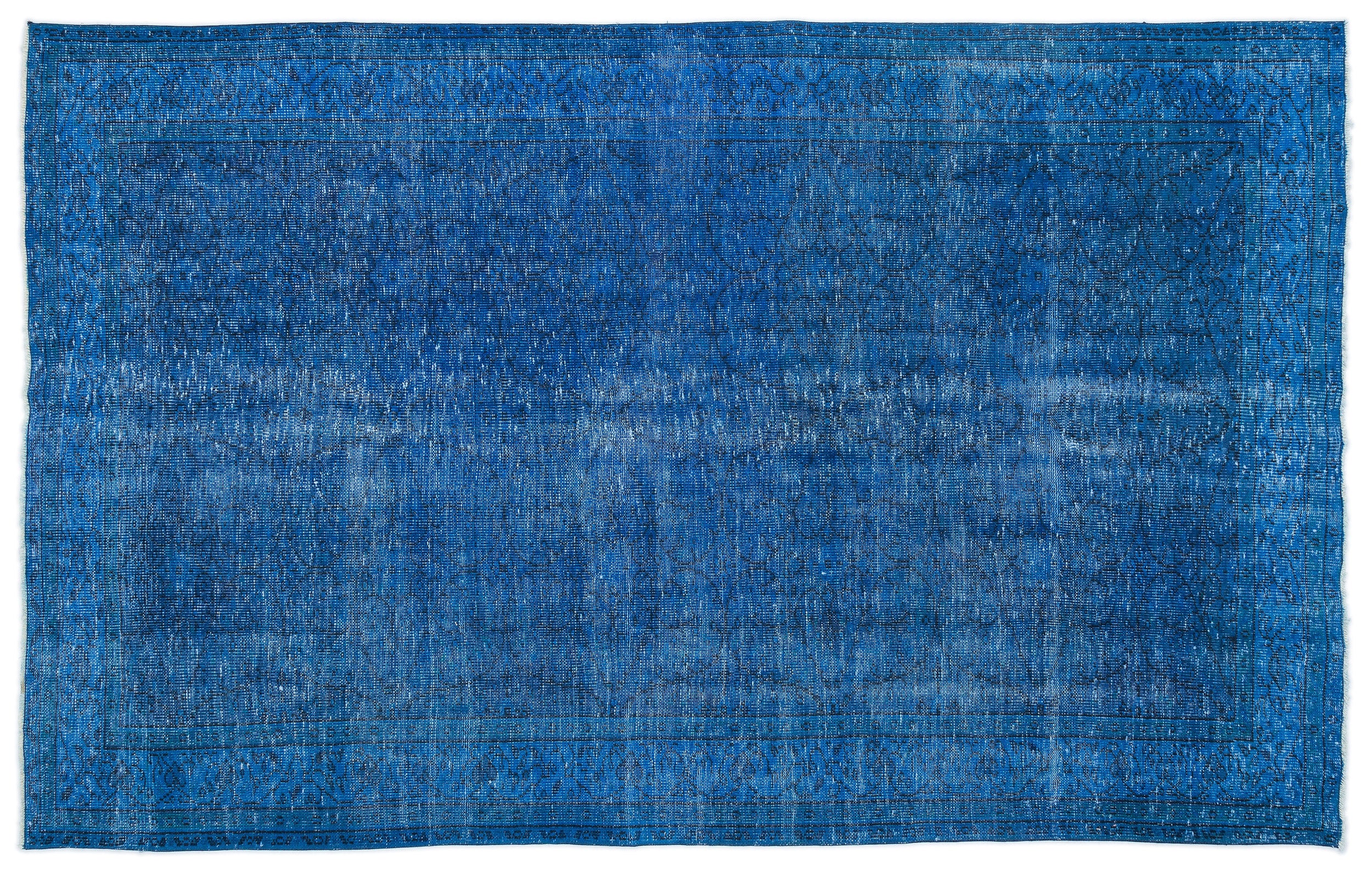 Turquoise  Over Dyed Vintage Rug 6'1'' x 9'9'' ft 185 x 296 cm