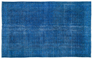 Turquoise  Over Dyed Vintage Rug 6'1'' x 9'9'' ft 185 x 296 cm