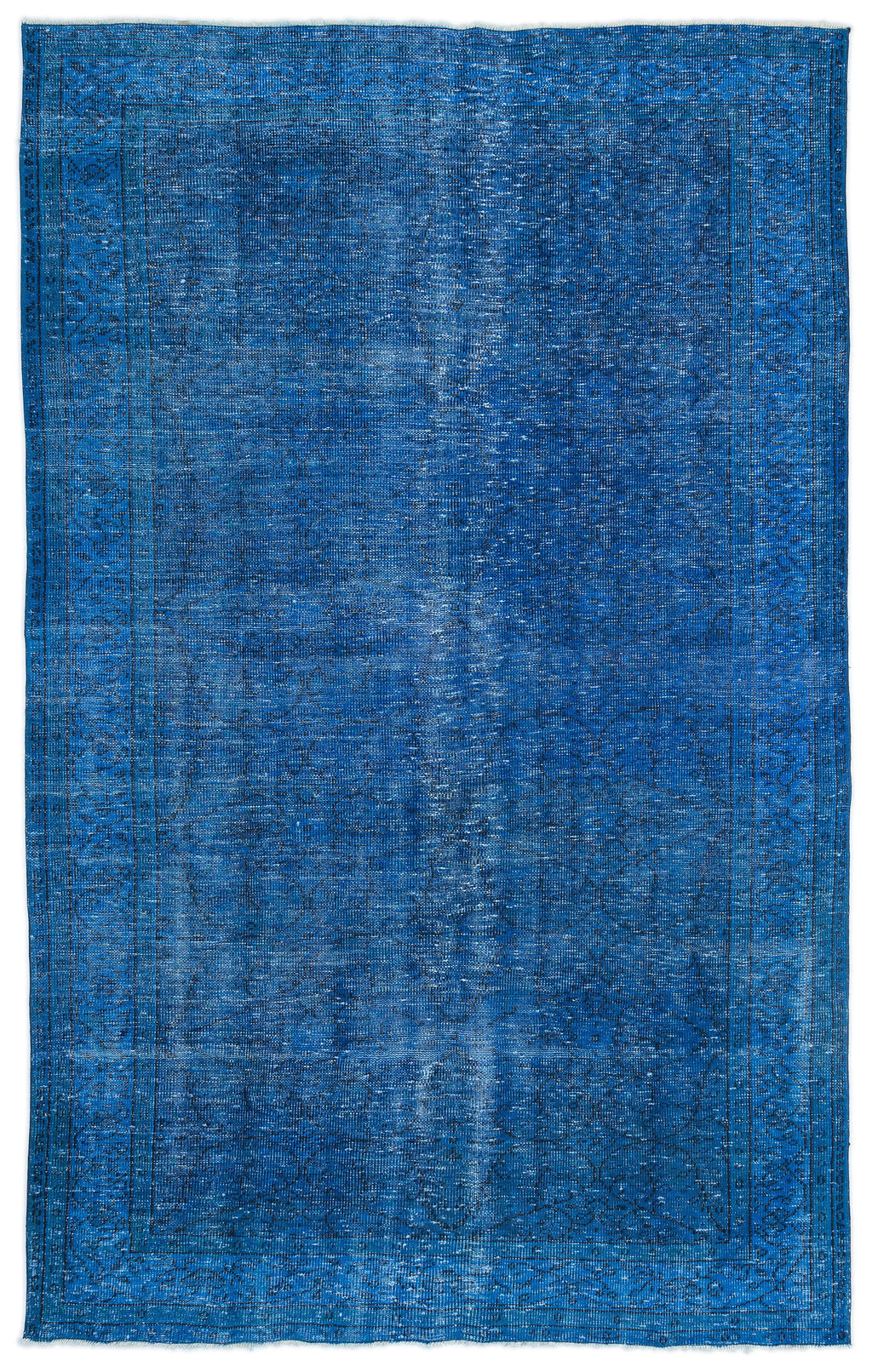 Turquoise  Over Dyed Vintage Rug 6'1'' x 9'9'' ft 185 x 296 cm