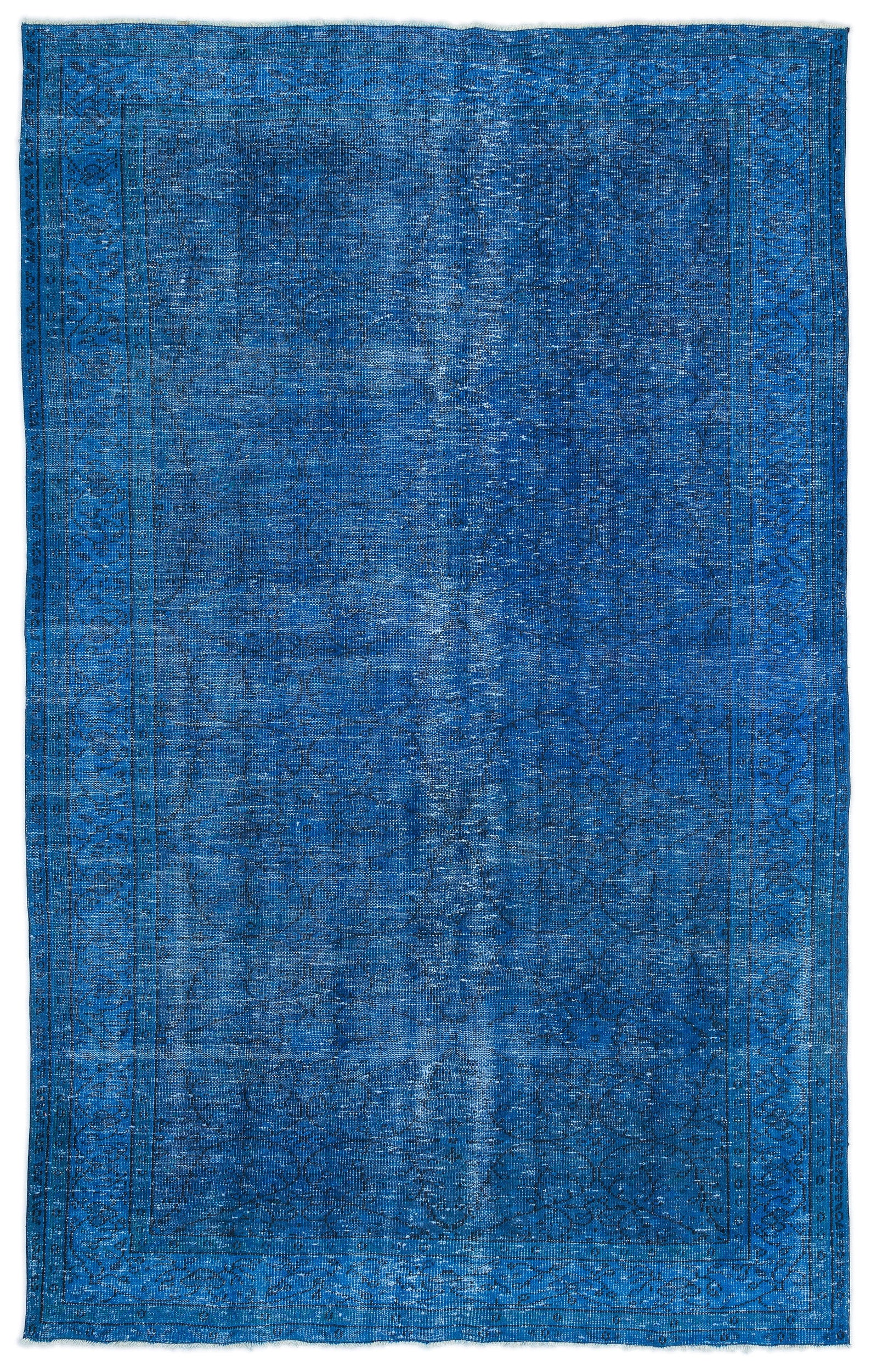 Turquoise  Over Dyed Vintage Rug 6'1'' x 9'9'' ft 185 x 296 cm