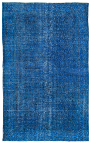 Turquoise  Over Dyed Vintage Rug 6'1'' x 9'9'' ft 185 x 296 cm