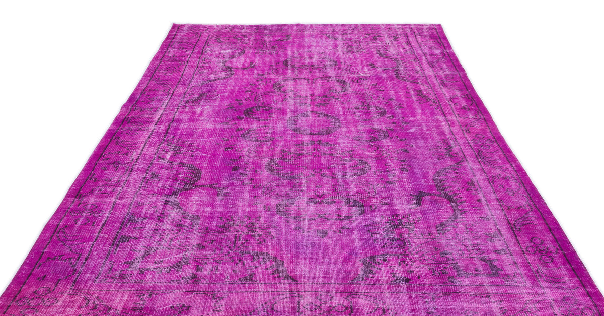 Fuchsia Over Dyed Vintage Rug 6&#39;2&#39;&#39; x 9&#39;7&#39;&#39; ft 188 x 292 cm