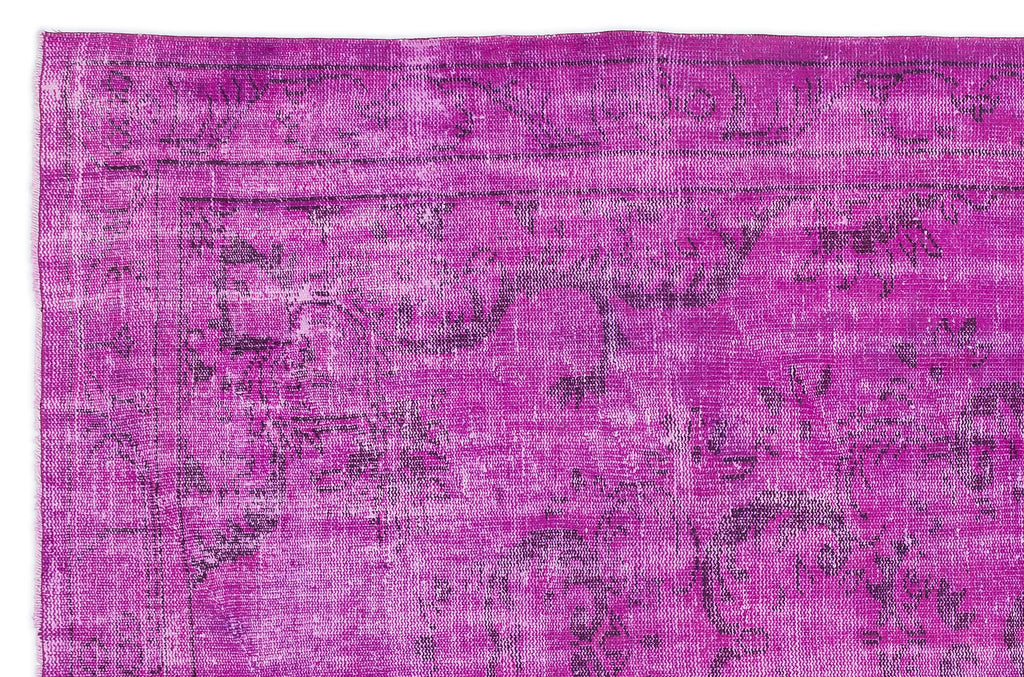 Fuchsia Over Dyed Vintage Rug 6'2'' x 9'7'' ft 188 x 292 cm