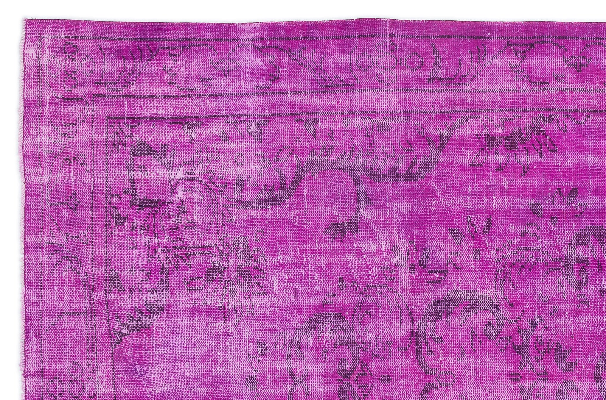 Fuchsia Over Dyed Vintage Rug 6'2'' x 9'7'' ft 188 x 292 cm